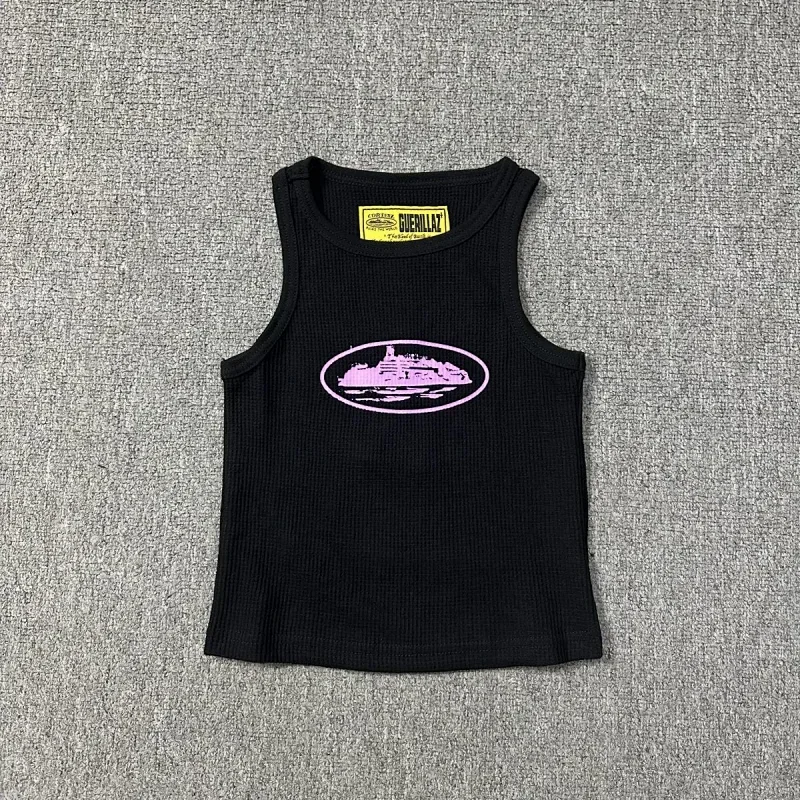GORILLAZ Black Tank Top with Pink Ship
