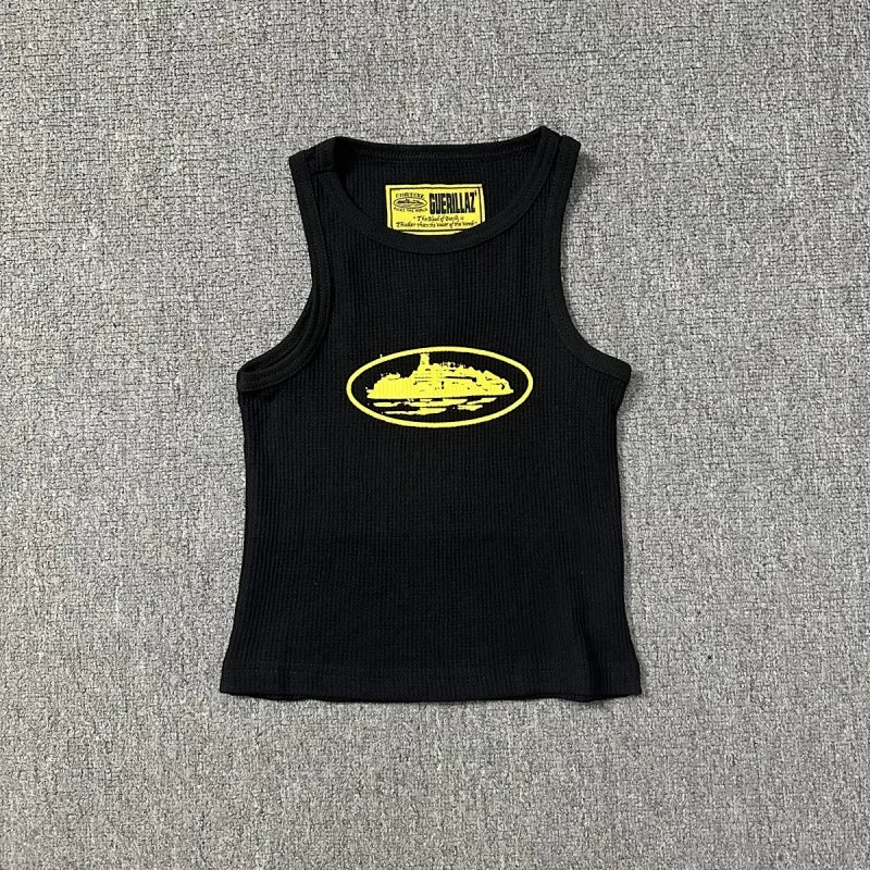 GUEBRILLAZ Black Tank Top with Yellow Oval