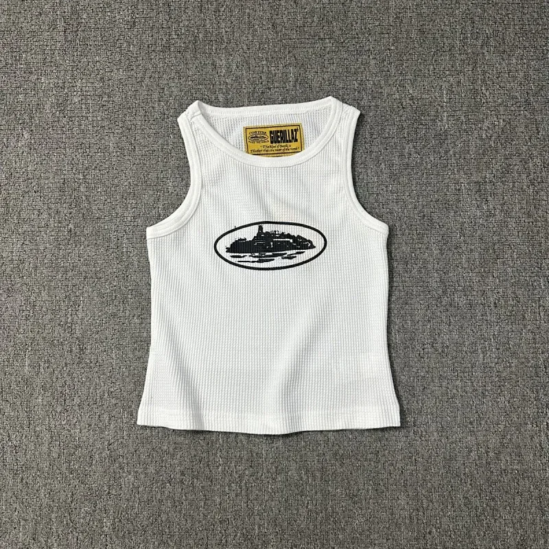 GUERILLAZ White Oval Print Tank Top