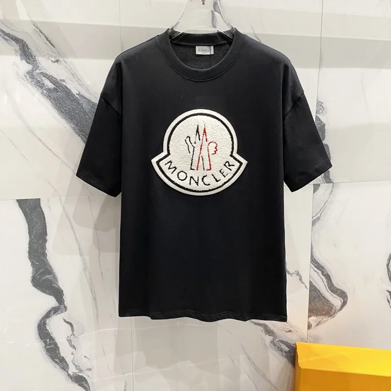 Moncler Black Logo Embroidered Short Sleeve