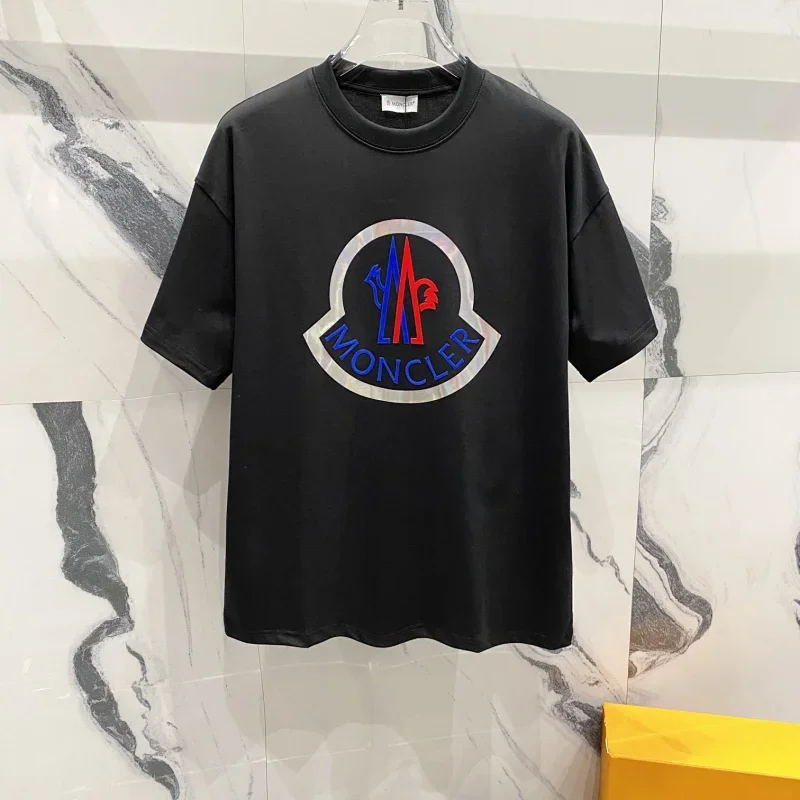Moncler Black Colorful Logo Design Tee