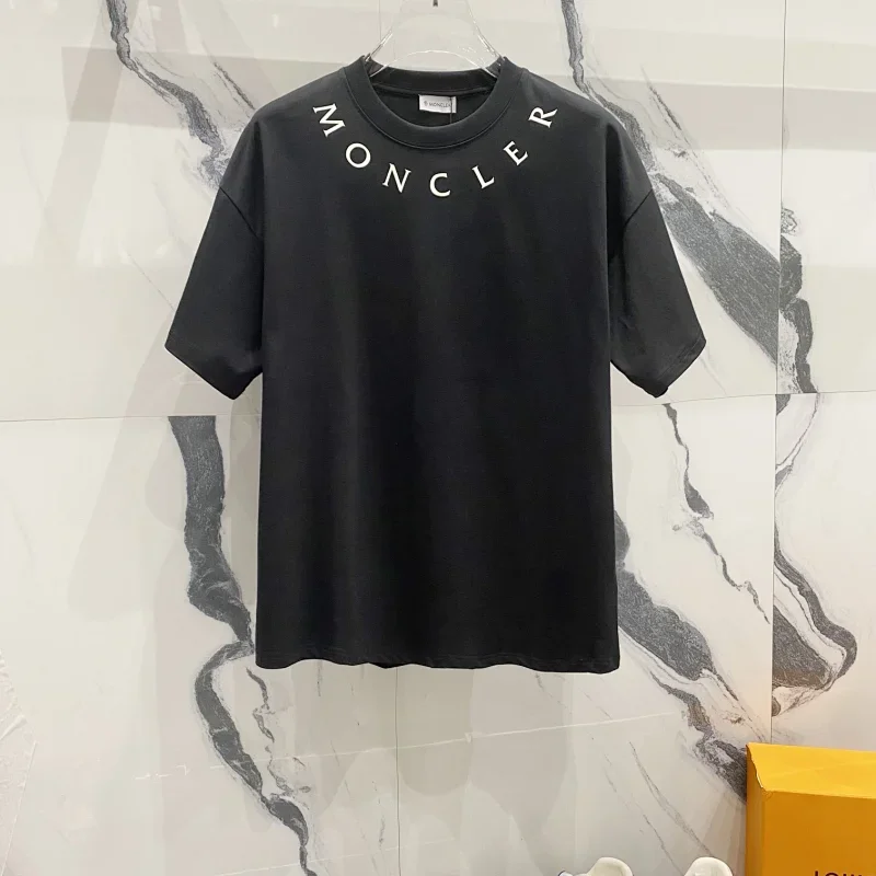 Moncler Black T-Shirt with White Logo