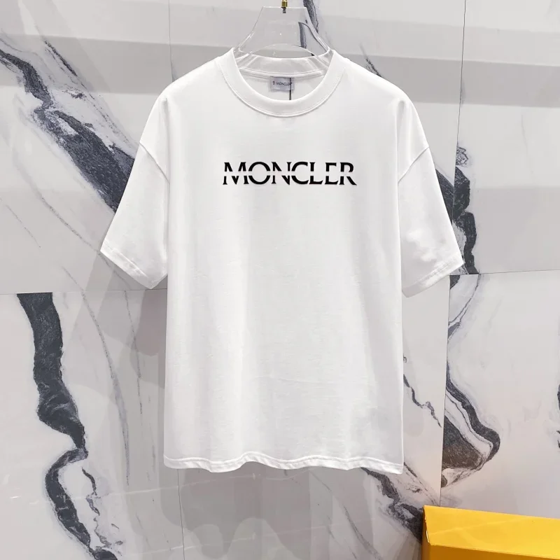 MONCLER White T-Shirt Black Logo