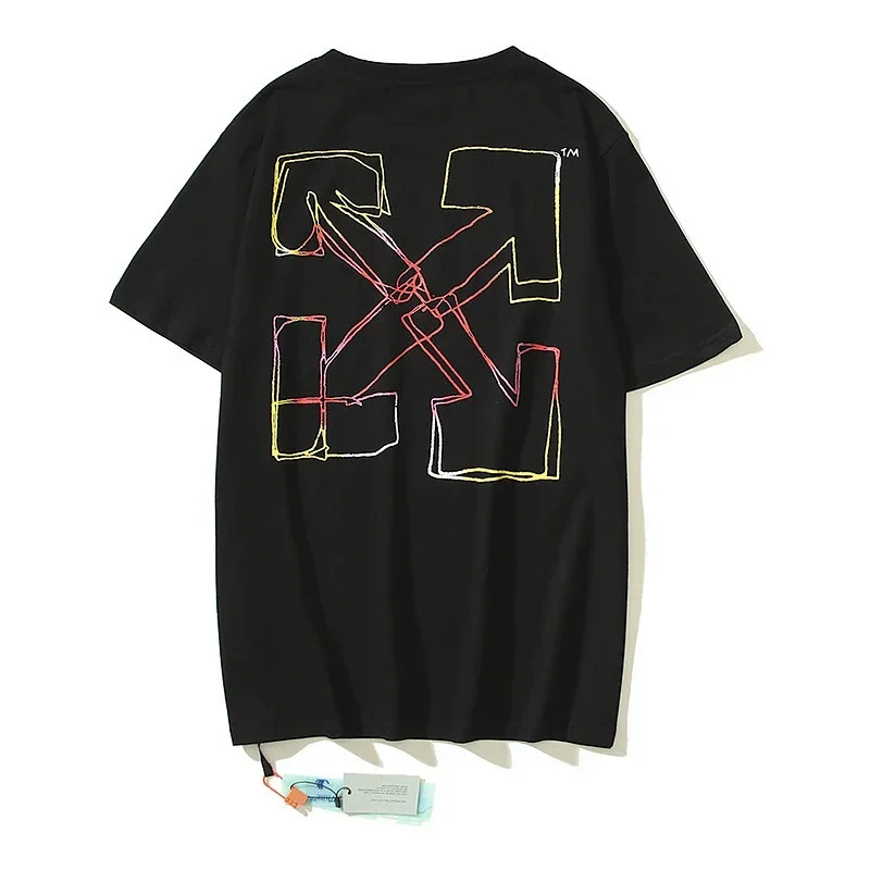OFF-WHITE Black T-Shirt with Colorful Arrow Back