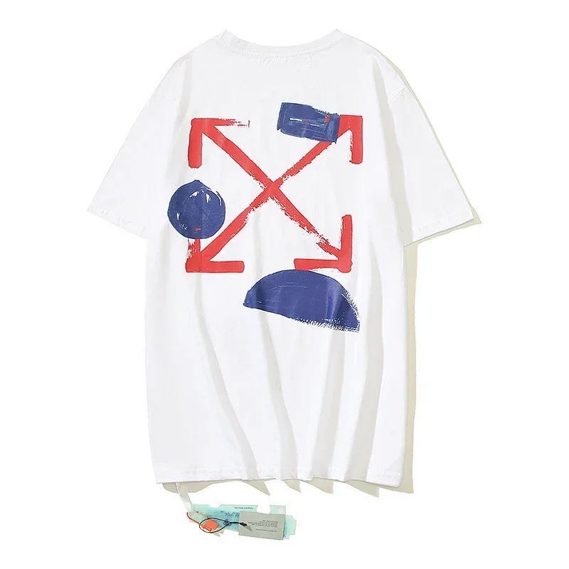 OFF-WHITE T-Shirt Red Arrow & Blue Graffiti