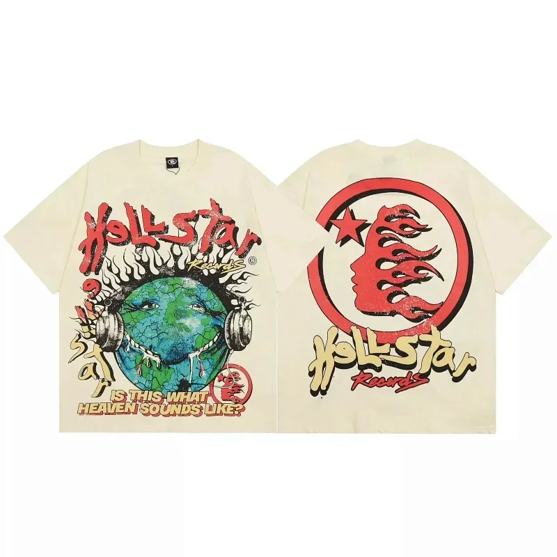 Hellstar Beige Headphone Planet Print Tee