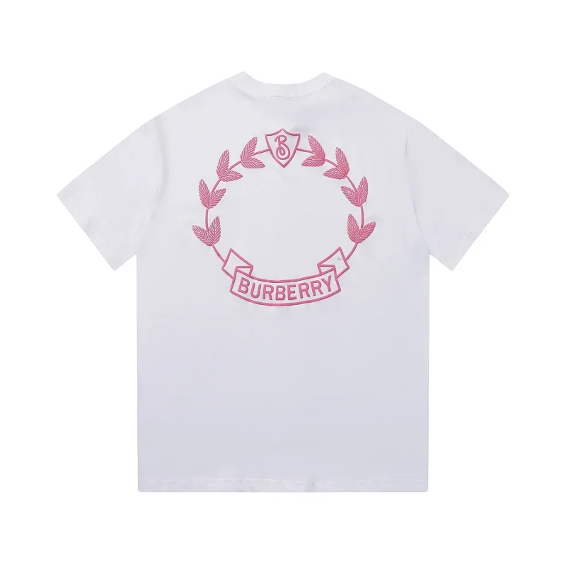 Burberry White Pink Ring Embroidered Short Sleeve
