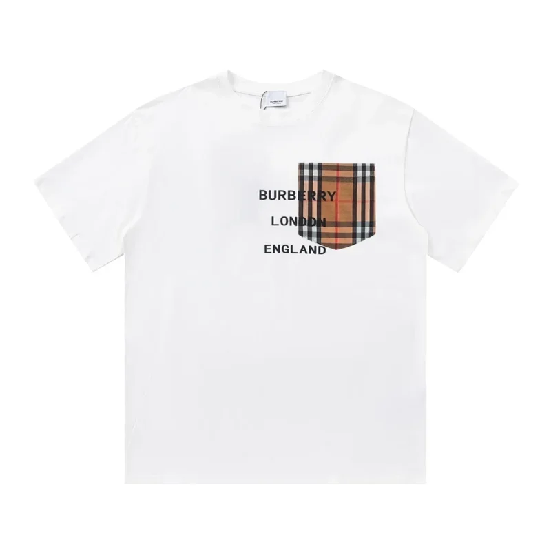 Burberry White T-Shirt with Checkered Pocket