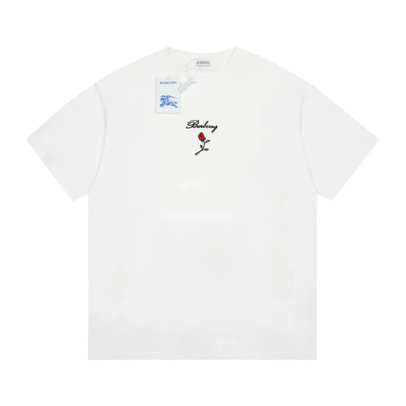 Burberry White Rose Embroidered Short Sleeve