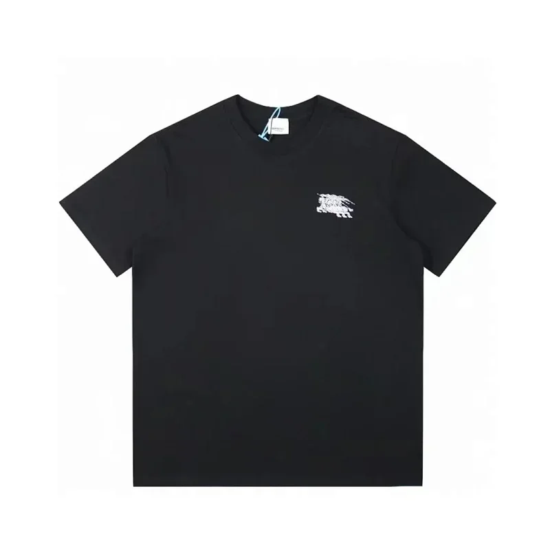 Burberry Black T-Shirt with White Horse Embroidery
