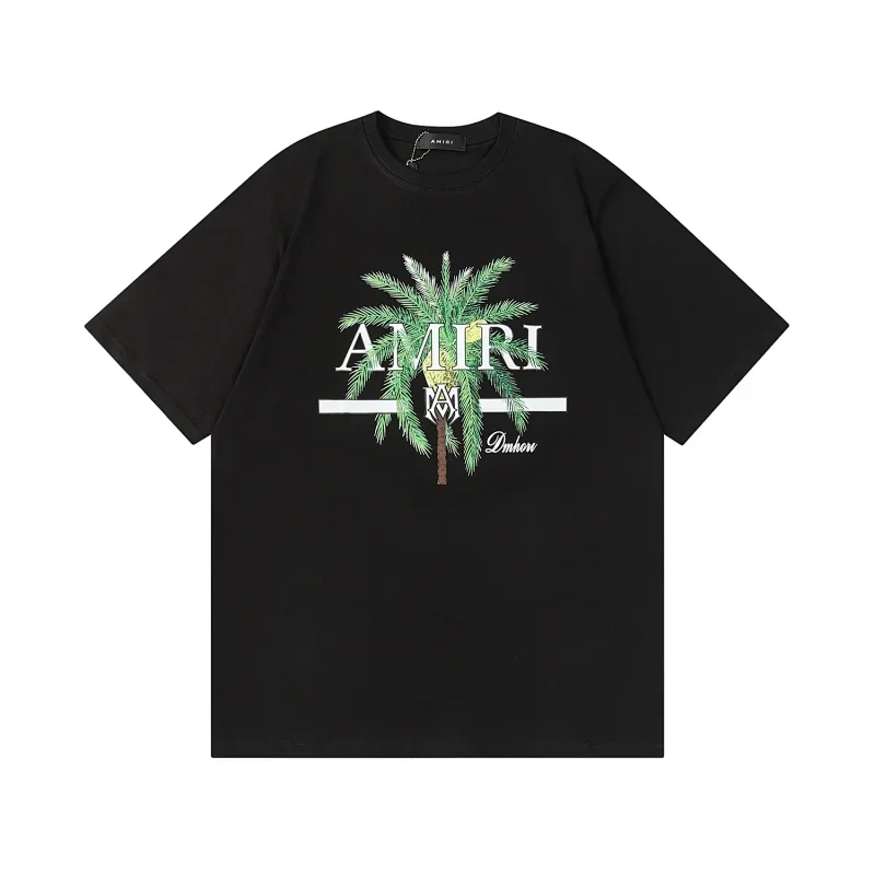 AMIRI Black Palm Tree Print Short Sleeve