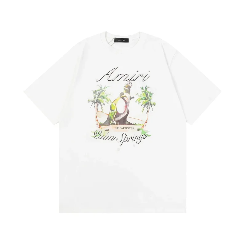 Amiri White T-Shirt: Dinosaur & Palm Springs Graphic