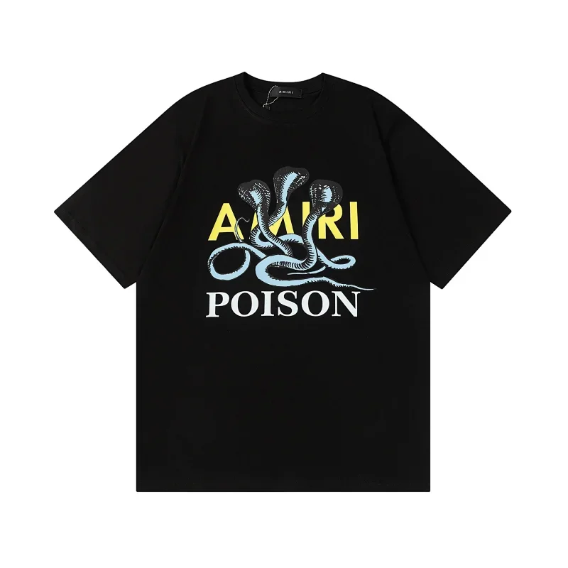 AMIRI Black T-Shirt: Snake & POISON