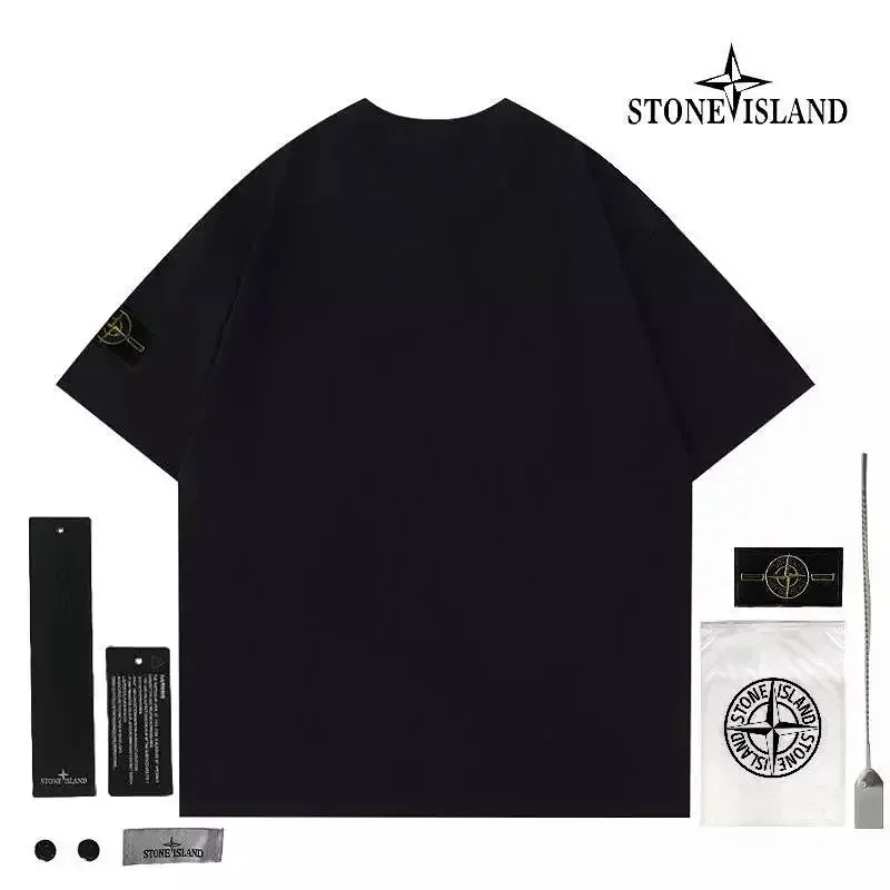 Stone Island Black T-Shirt with Badges & Accessories