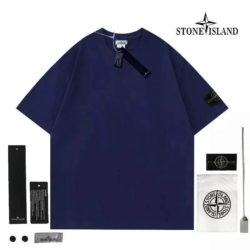Stone Island Navy Blue Badge Sleeve Badge Tee