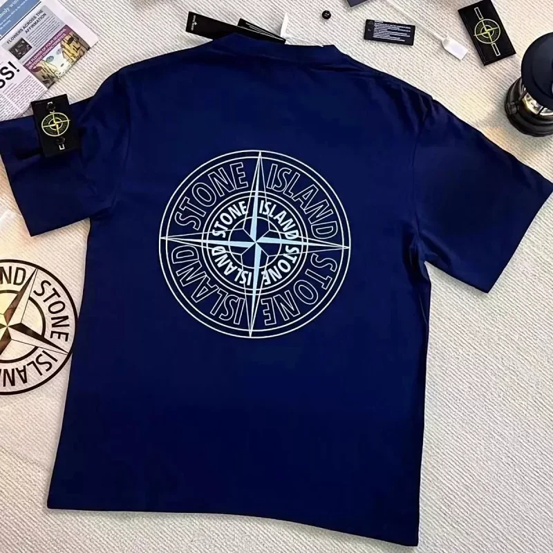 Stone Island Navy Blue T-Shirt with Back Logo