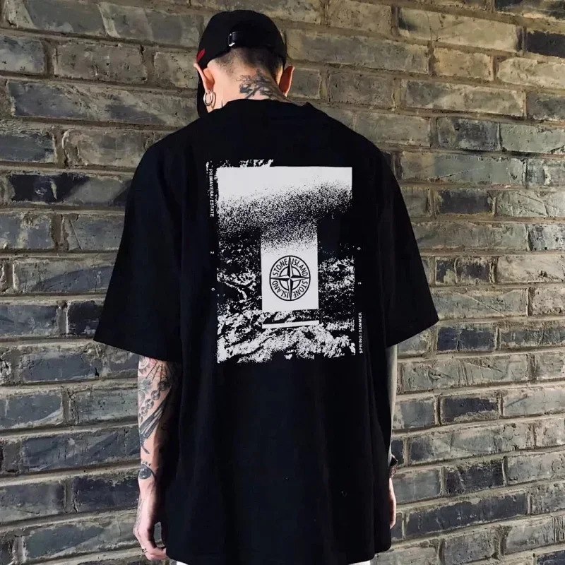 Stone Island Black T-Shirt with Back Print
