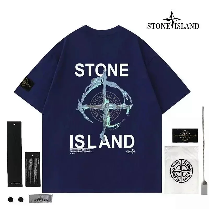 STONE ISLAND White Back Print Short Sleeve