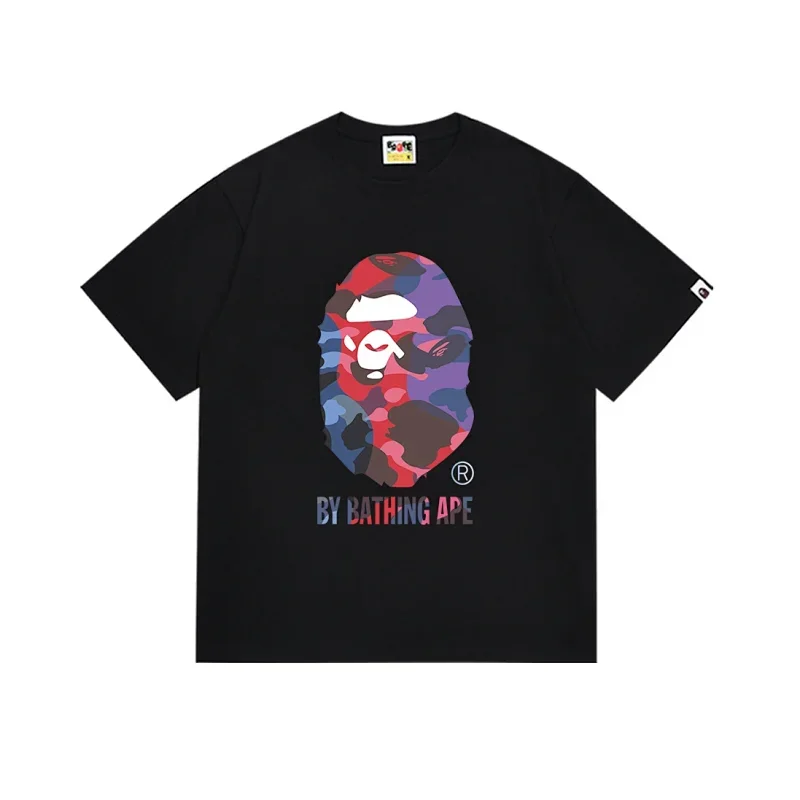 BAPE Black Camo Ape Head R Logo Tee