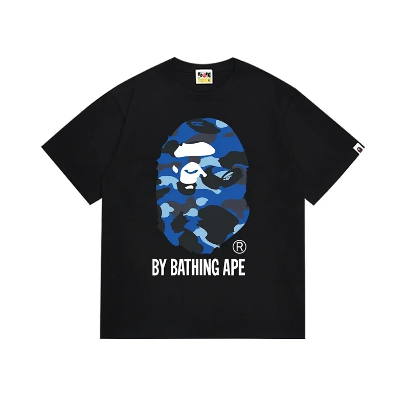 BAPE Black Blue Camo Ape Head Tee