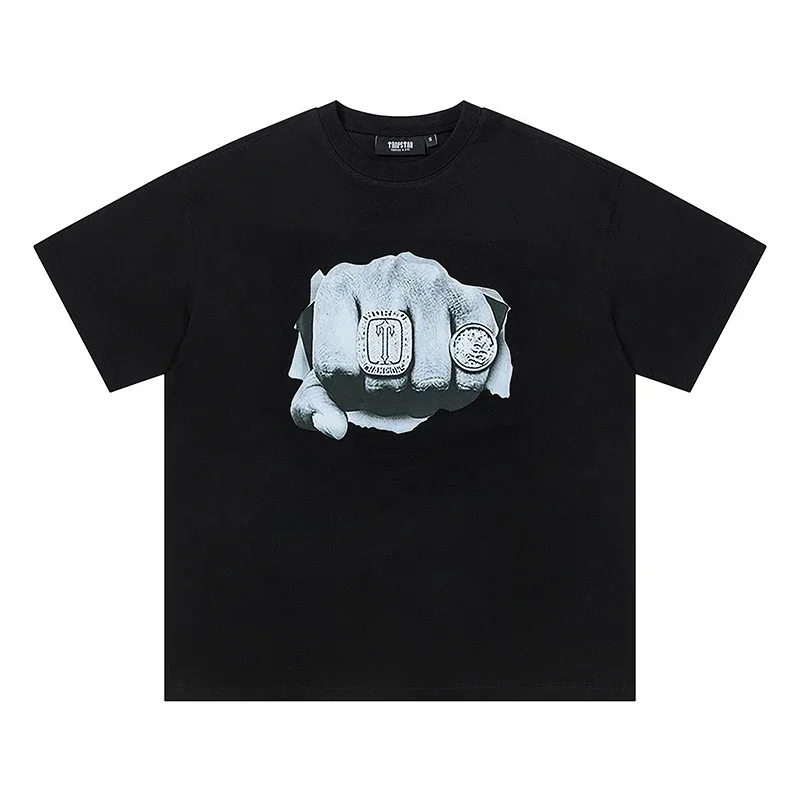 TREMINAL Black T-Shirt Fist & Rings Print