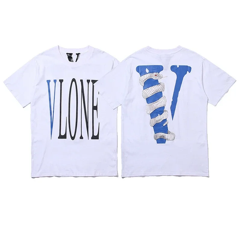 VLONE White Front Back V Snake Skin Tee
