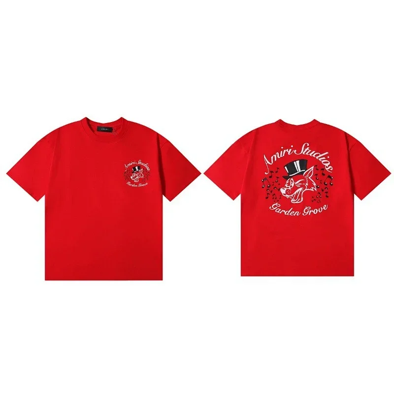 Amiri Red Small Logo Back Wolf Head Tee