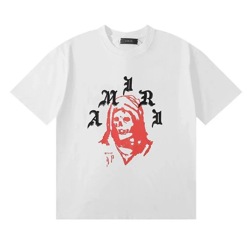 AMIRI White Red Skull Gothic Short Sleeve