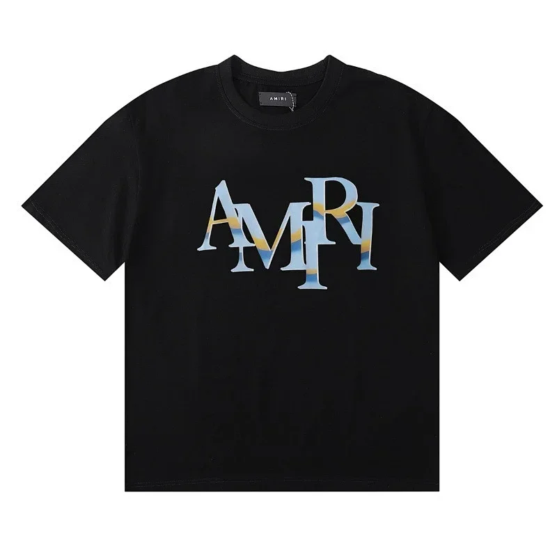 AMIRI Black Color Letter Print Short Sleeve