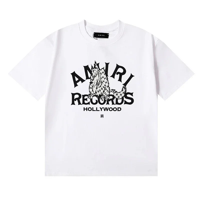 AMIRI White T with RECORDS HOLLYWOOD & Wolf Graphic