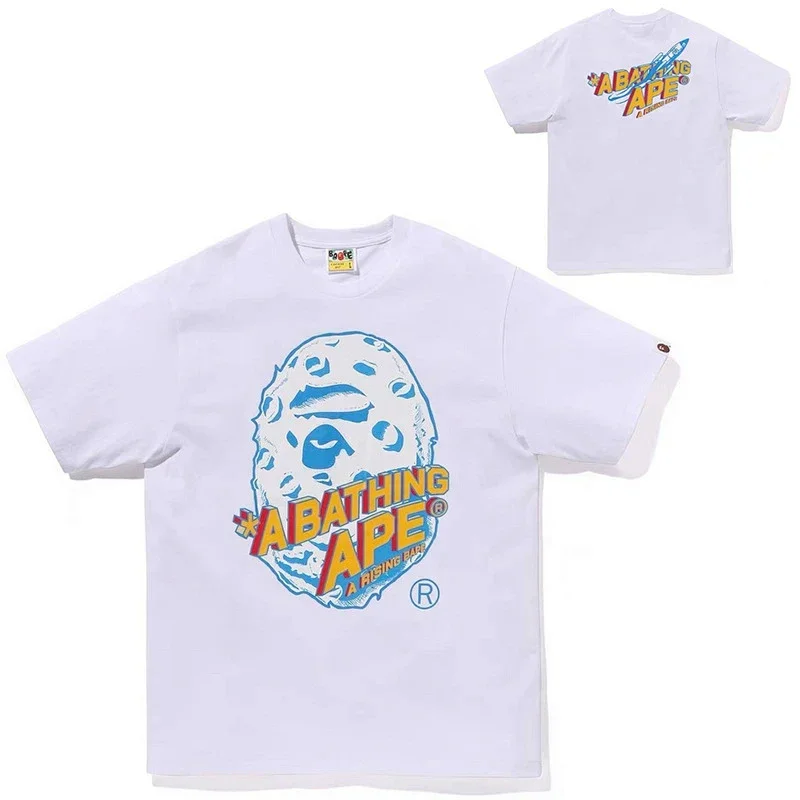 A BATHING APE Moon Ape Head & Rocket T-Shirt