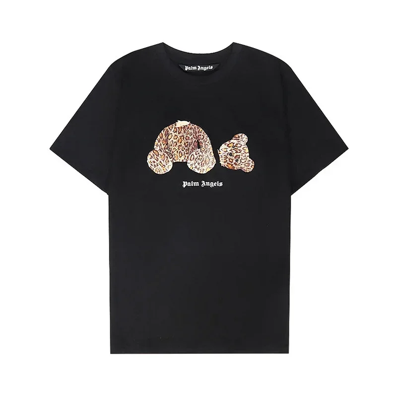 Palm Angels Black Leopard Teddy Bear Graphic Tee