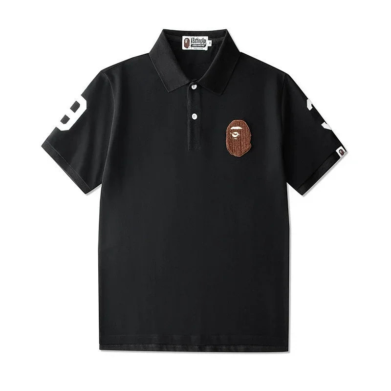 Bathing Ape Black Polo with Ape Head Embroidery