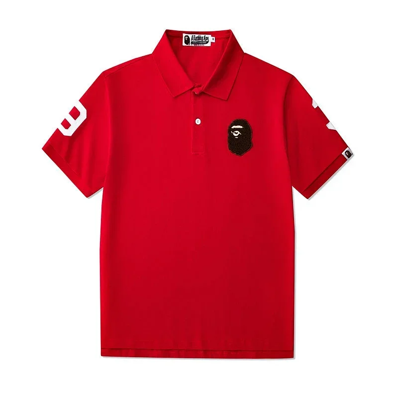 A Bathing Ape Red Polo with Embroidery