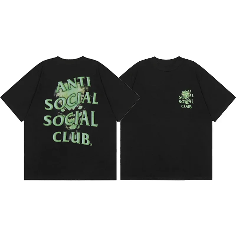 Anti Social Social Club Black T-Shirt Green Logo Back Graphic