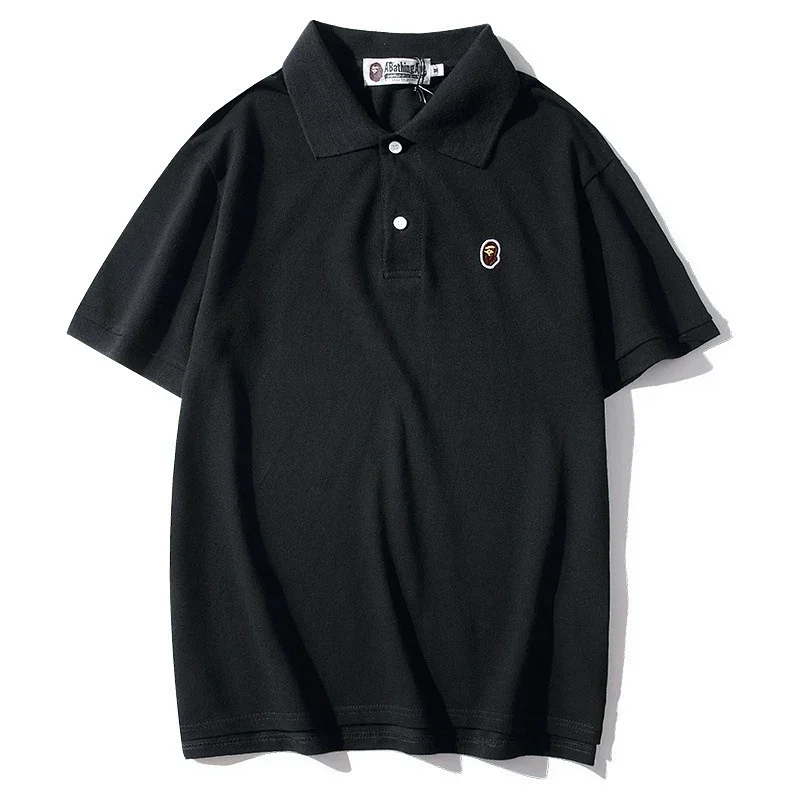 Bape Black Polo Ape Head Embroidery Tee