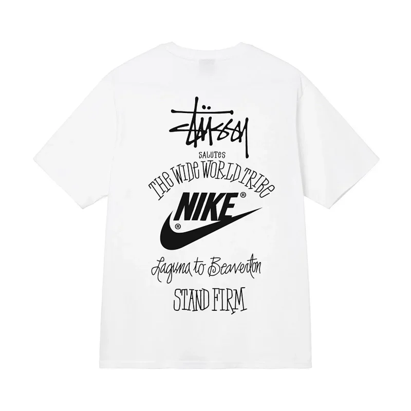 Stussy x Nike White T-Shirt: Wide World Tribe Graphic