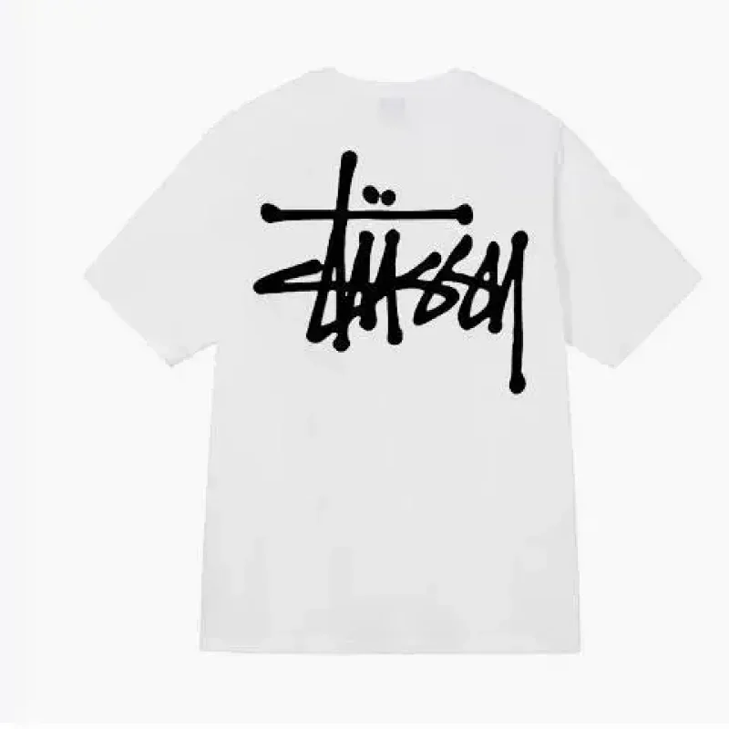 Stussy White Back Black Graffiti Logo Tee