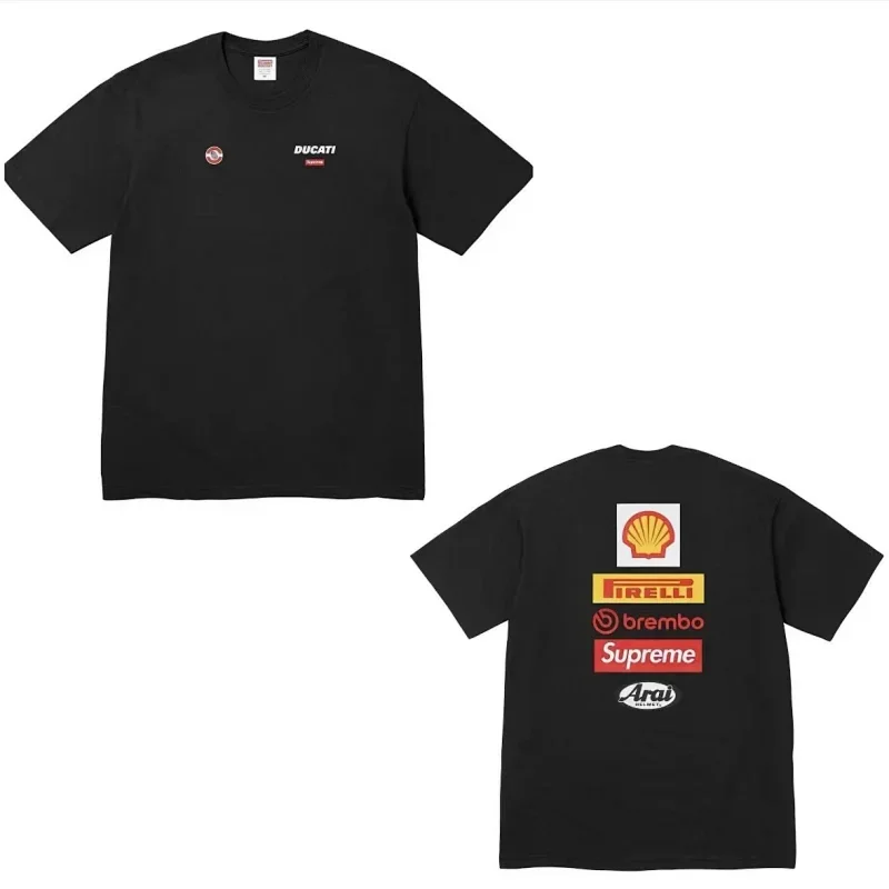 Supreme Black T-Shirt with Ducati and Brand Logos