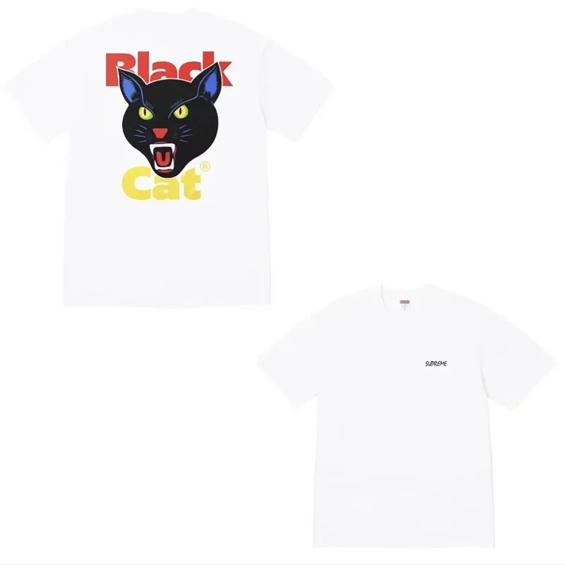 Supreme White Black Cat Graphic Tee