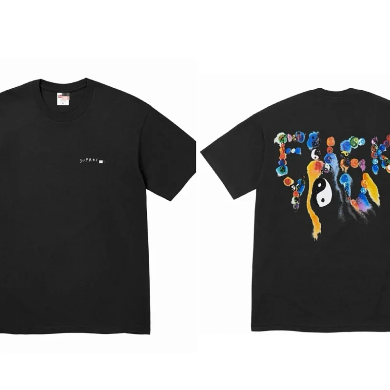 Supreme Black T-Shirt: Front Logo, Back Yin-Yang