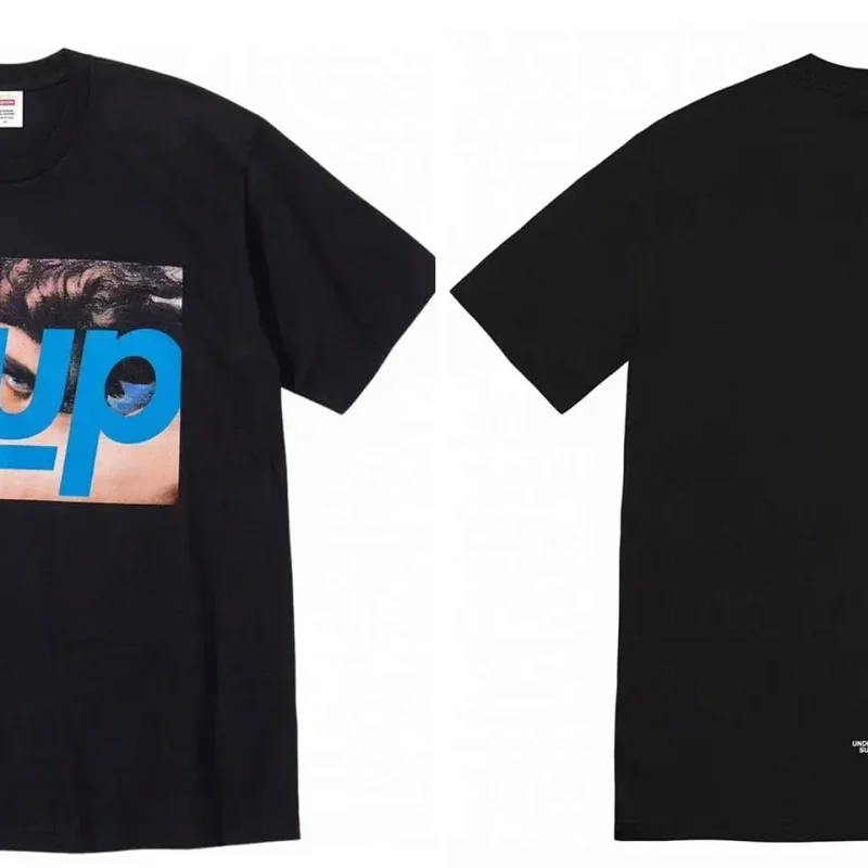 Supreme Black Blue up Portrait Graphic T-Shirt