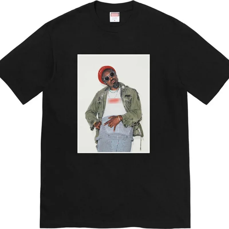 Supreme Black T-Shirt with Figure Portrait