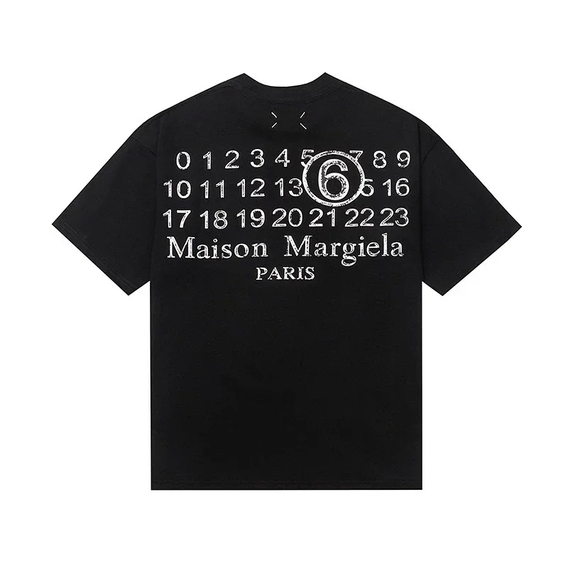 Maison Margiela Black T-Shirt with 6 Print