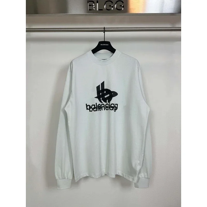 Balenciaga White Long-Sleeve Logo T-Shirt