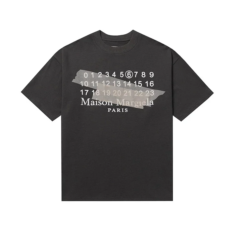 Maison Margiela Black Number Brand Logo Print T-Shirt