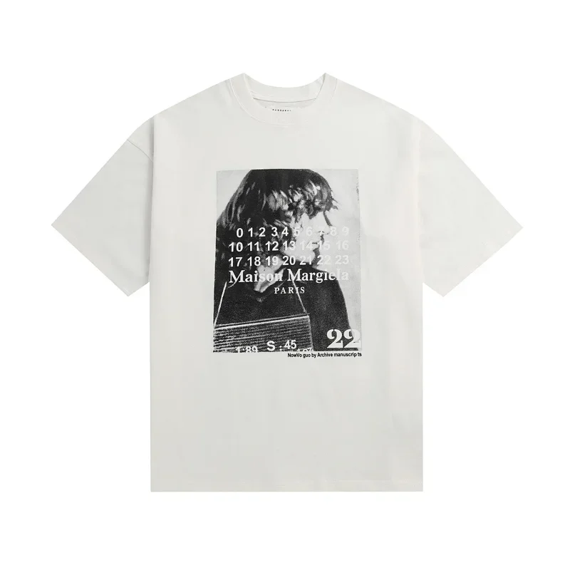 Maison Margiela White Oversized Number Figure Logo Print T-Shirt