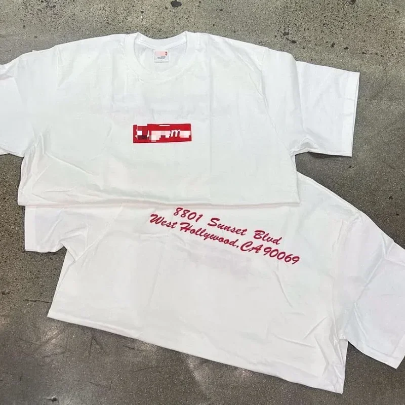 Supreme White Tee: Red Logo & Back Address