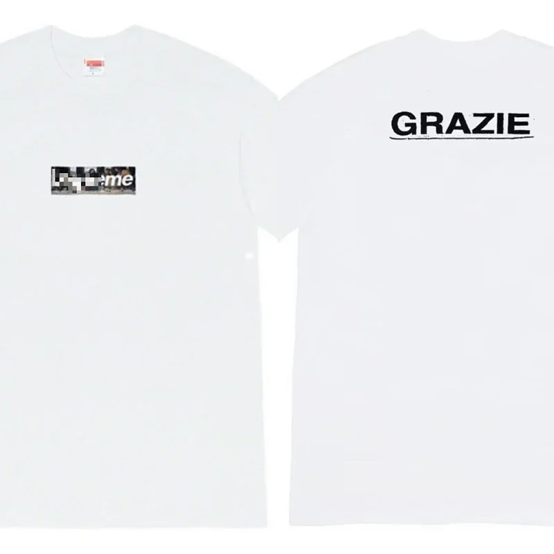 Supreme White Tee with Front Print & Back "GRAZIE"