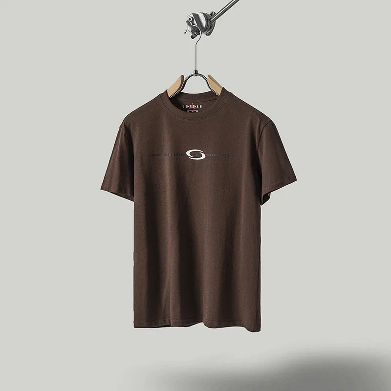 Oakley Brown T-Shirt White Logo Black Stripe